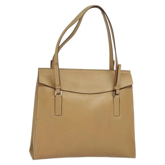 PRADA Shoulder Bag Leather Beige Auth bs23979 - Picture 1 of 16